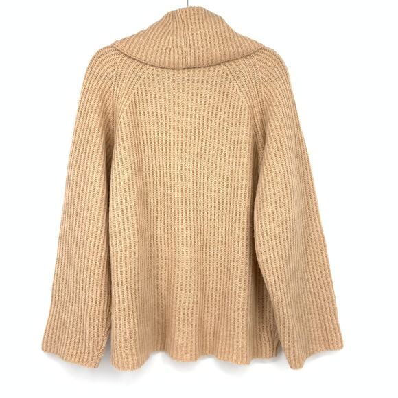J.Crew Point Sur Mohair Ribbed Cowl Neck Pullover Sweater Womens Size Large Tan - Picture 2 of 6